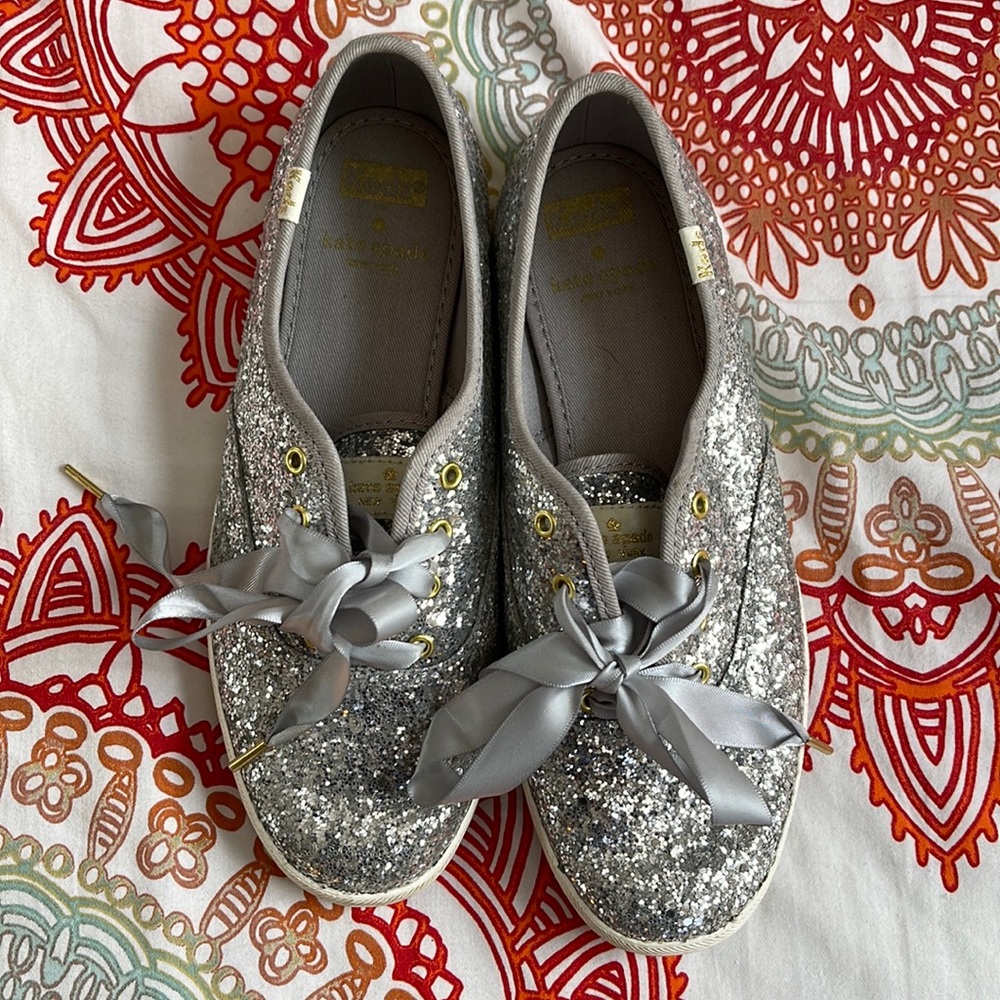 Size 7 Kate spade sparkly silver keds